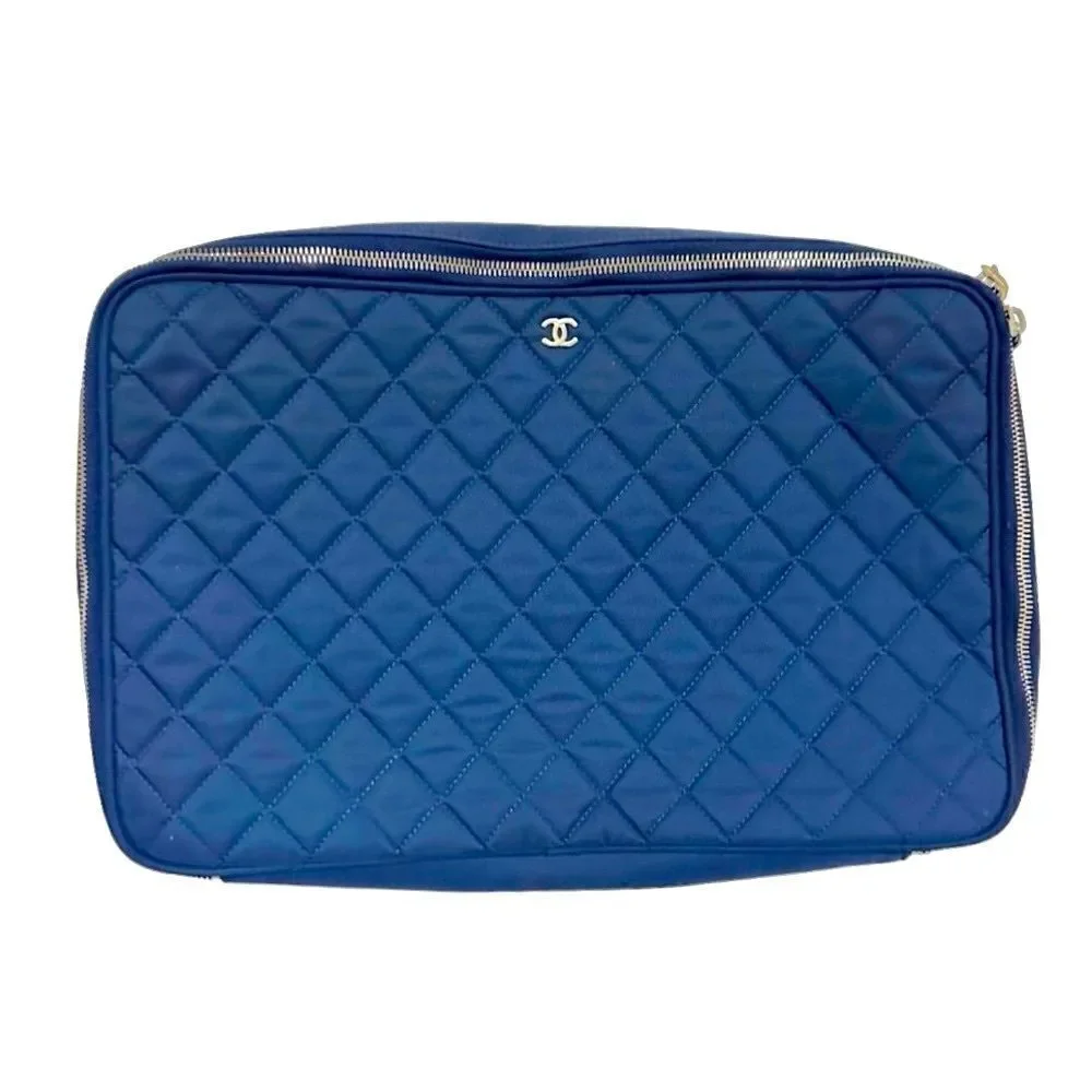 Chanel extra large zip around canvas clutch